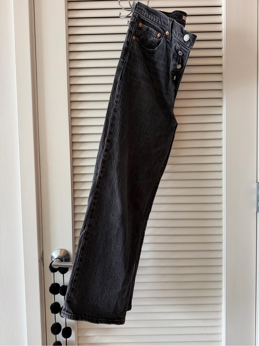 Levi's Black Straight Leg Jeans with Button Fly